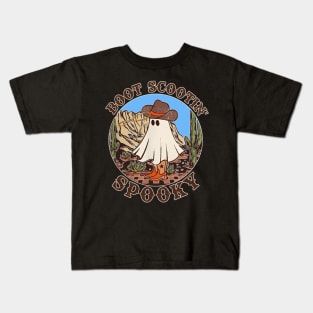 Copy of Vintage boot scoot spooky cowboy ghost groovy retro halloween Kids T-Shirt